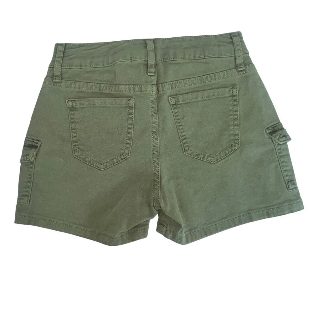 Art Class Cargo Shorts Girls S 6/7 Green Cotton High Rise Casual